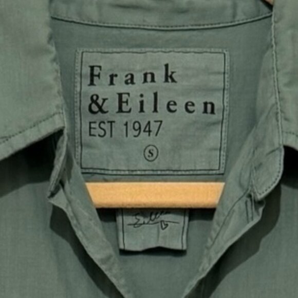 Frank & Eileen Olive Green Barry Tailored Button Up Shirt Small Army Minimal - Picture 4 of 7
